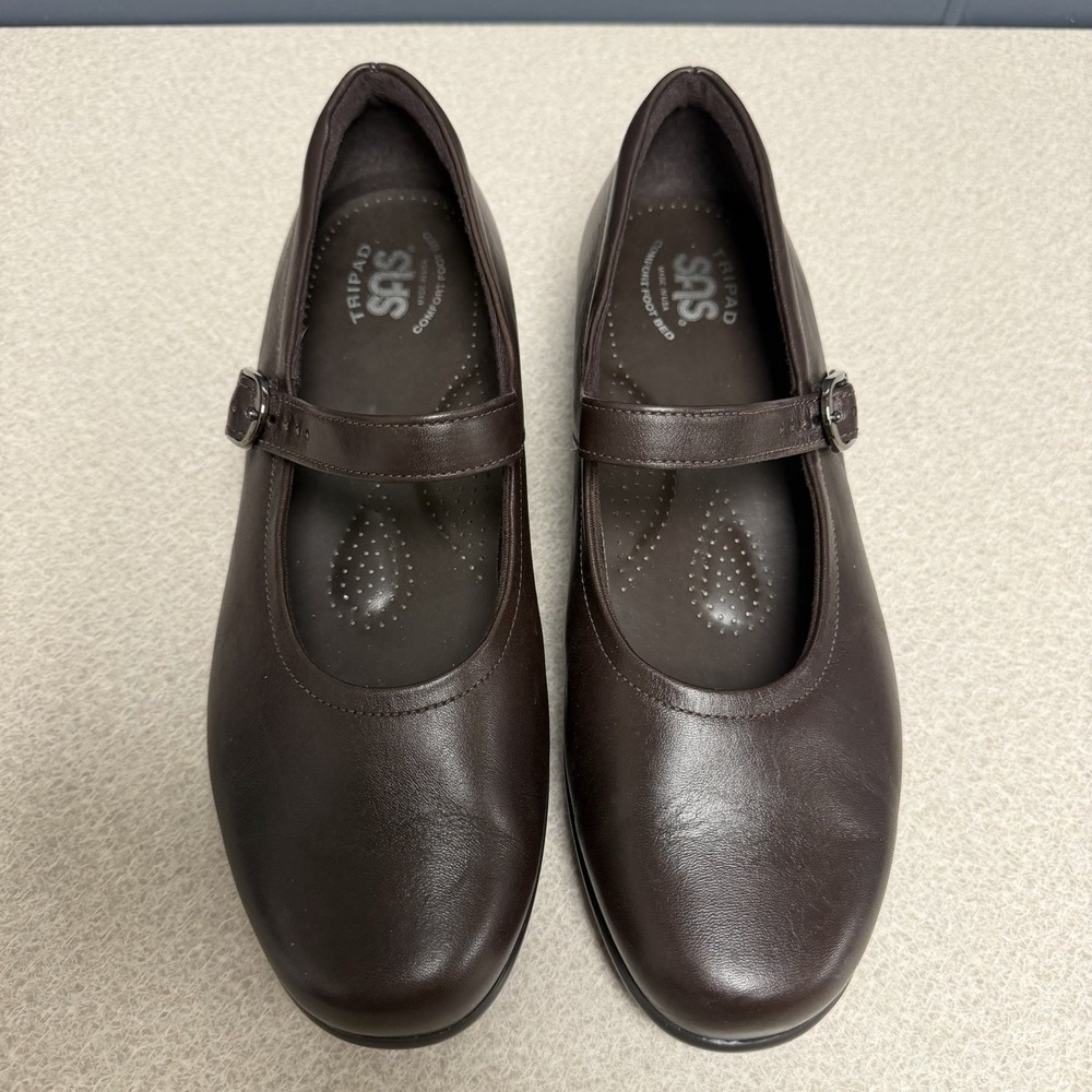 SAS MARIA Mary Jane Women's Size 8.5 W Wide Dark Brown Leather Comfort Shoes - Picture 6 of 11